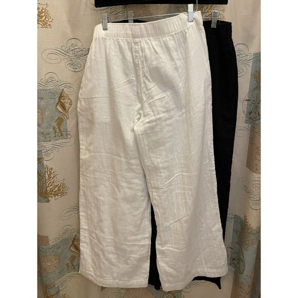 Old Navy Womens Linen Blend Pants LG Wide Leg High Rise Crop Bundle Lot Black - Picture 4 of 12